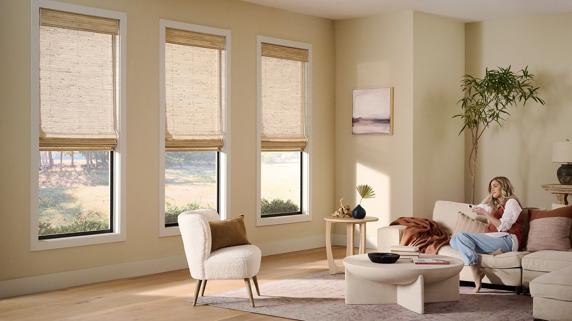 Alta Natural Woven supplier example. Fabric, style and fixed-liner configuration are approved separately.