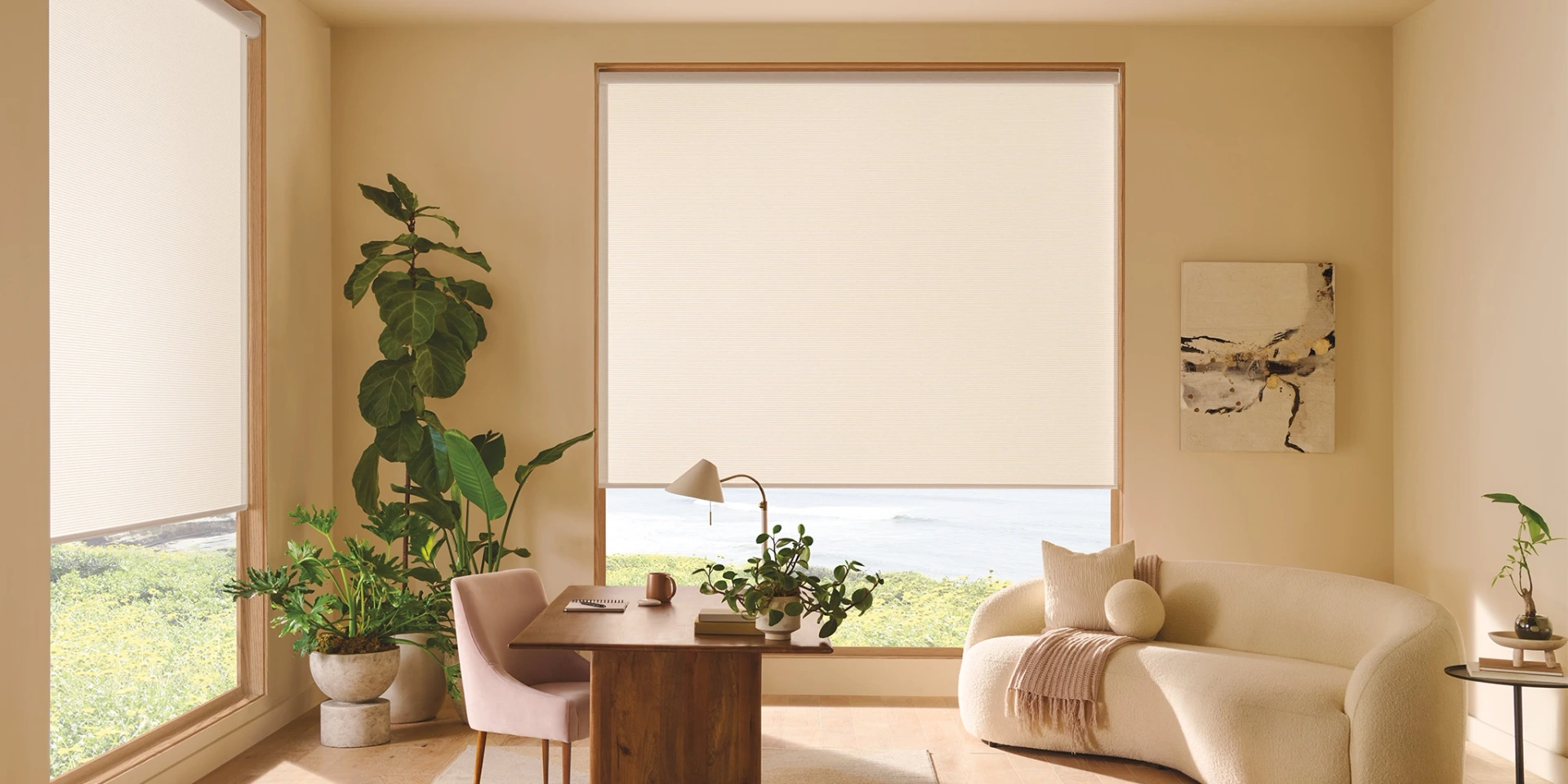 Hunter Douglas Designer Roller host-family example. This photograph does not identify the fitted operating system.