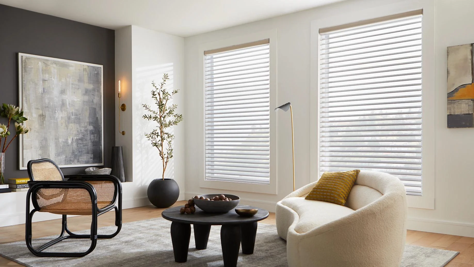 Alta horizontal sheer shadings in a sitting room.