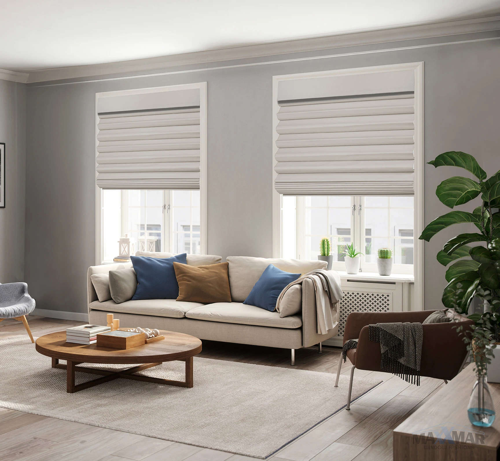 Maxxmar Roman Shades: window-covering example.